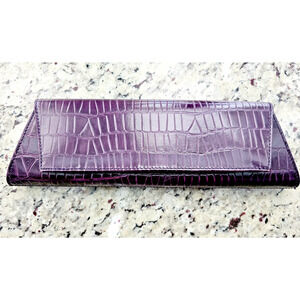 Kenneth Cole New York Croc Style Clutch Purple